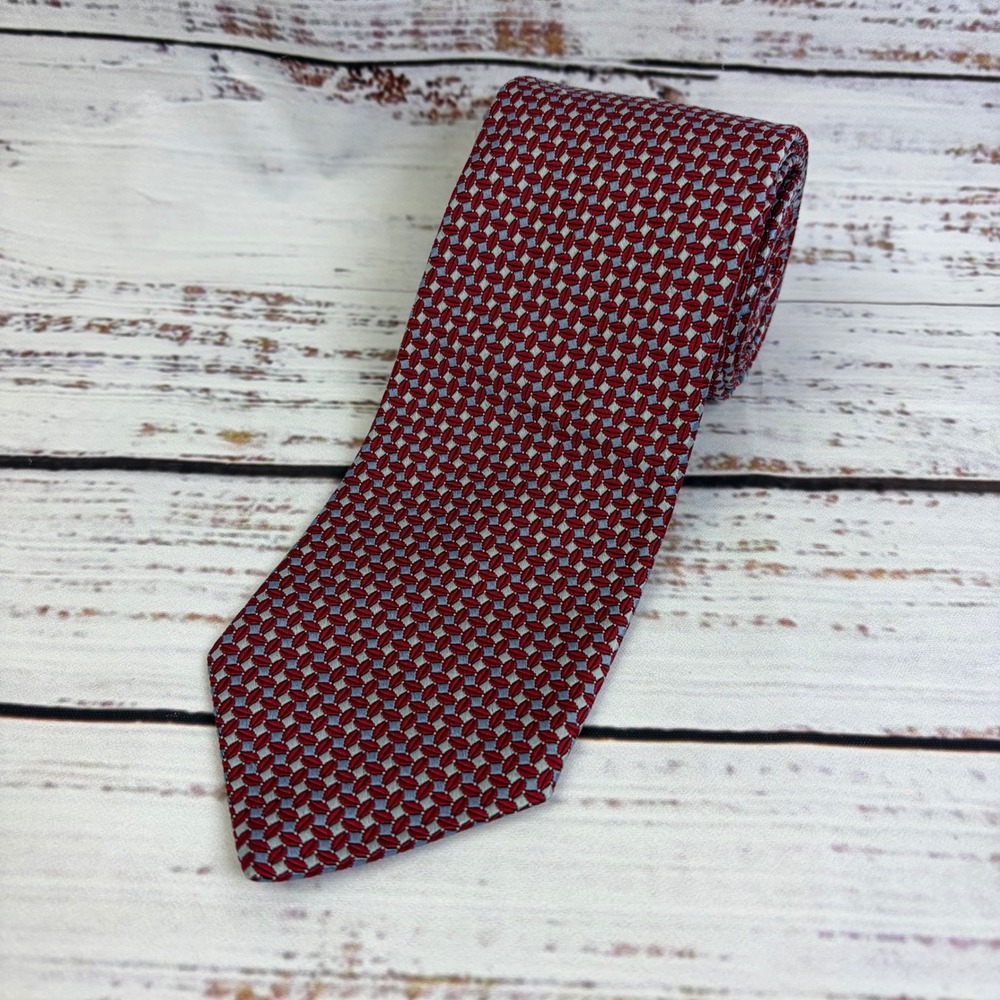 Brooks Brothers Silk Geometric Tie Red Blue Mens preppy business